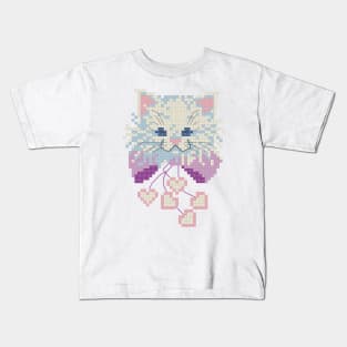 Pastel Cat Cross Stitch Kids T-Shirt